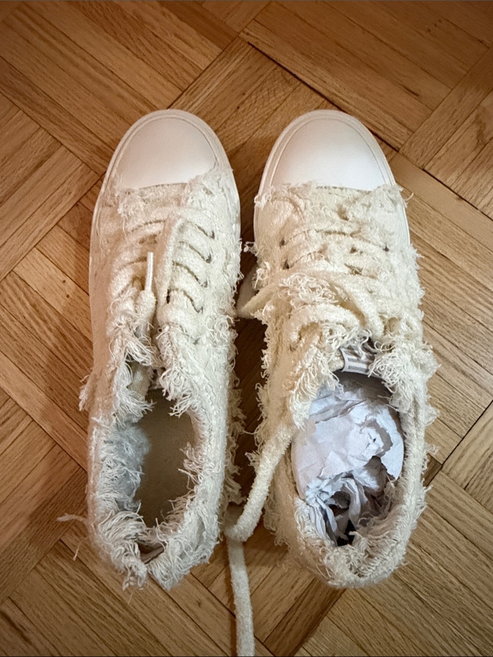 Zimmermann Runway Cream Textured Fringed Terry Fluffy  Timeless Sneakers 40 9